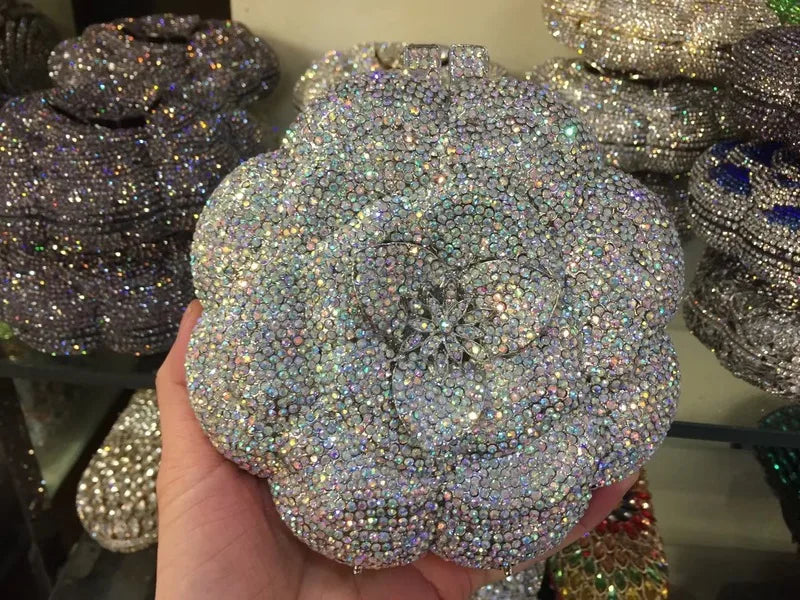 Floral Crystal Clutch Purse