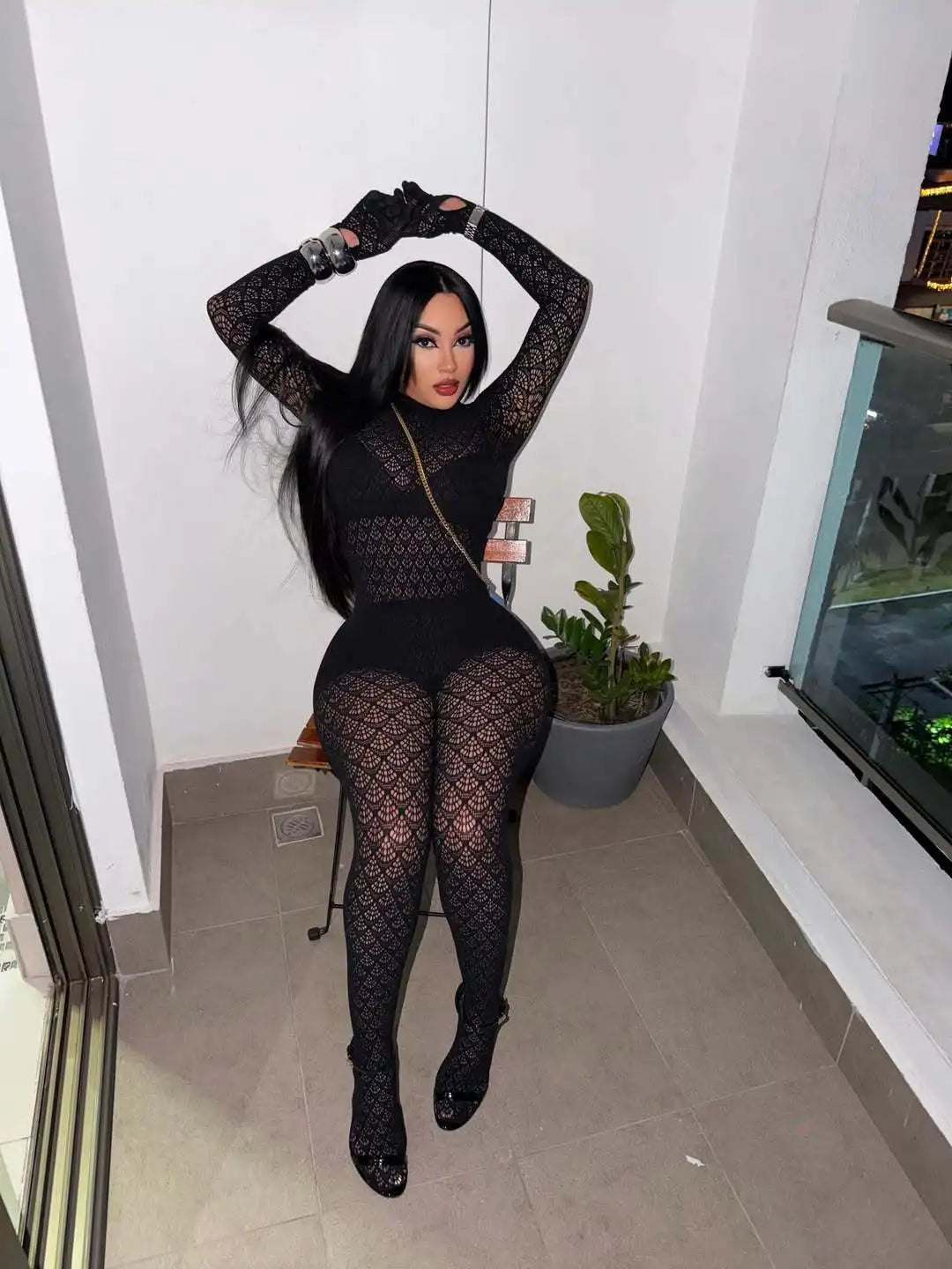 Josie Bodycon Mesh Jumpsuit