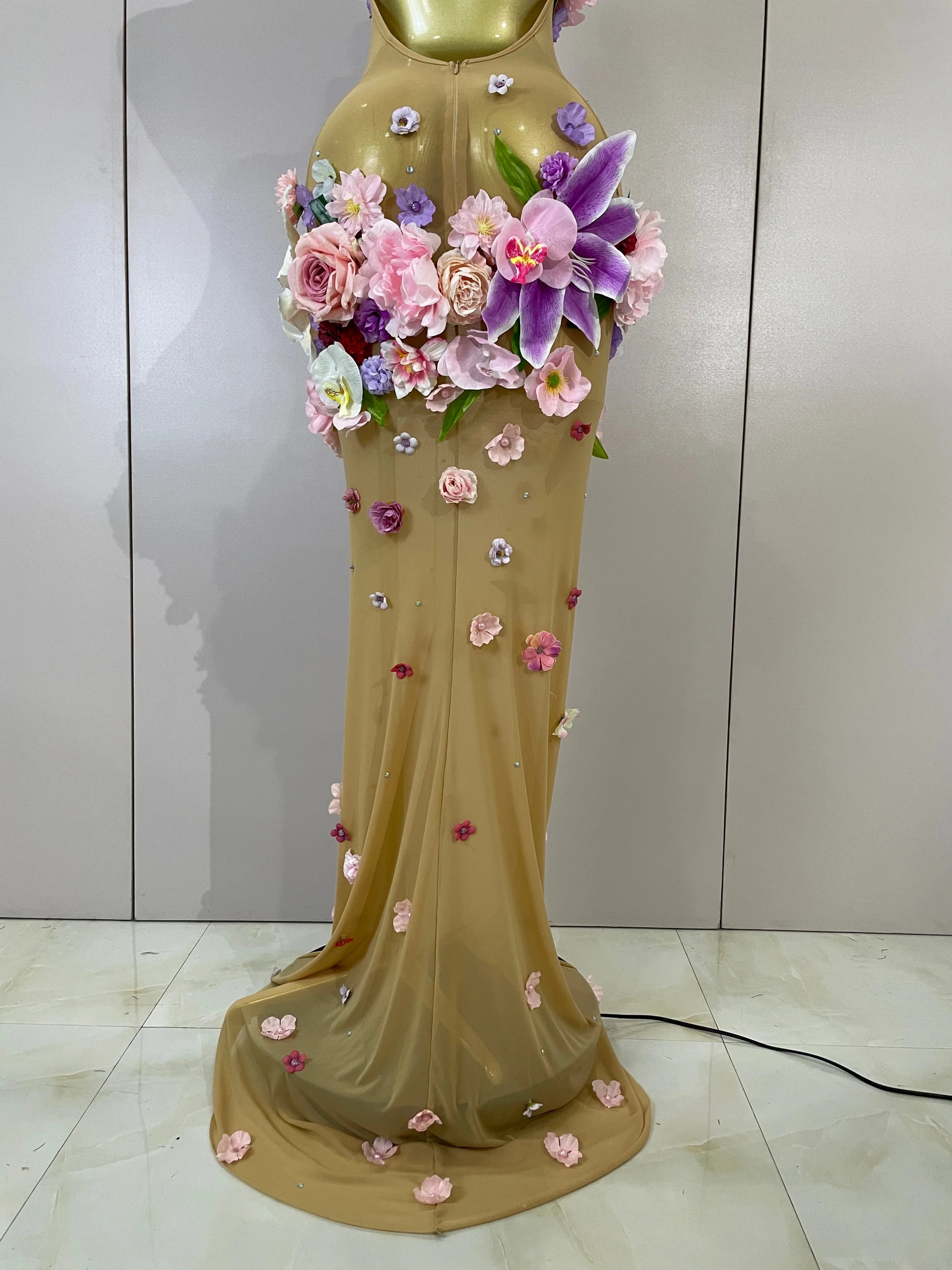 Luxe Flower Mesh Maxi Dress
