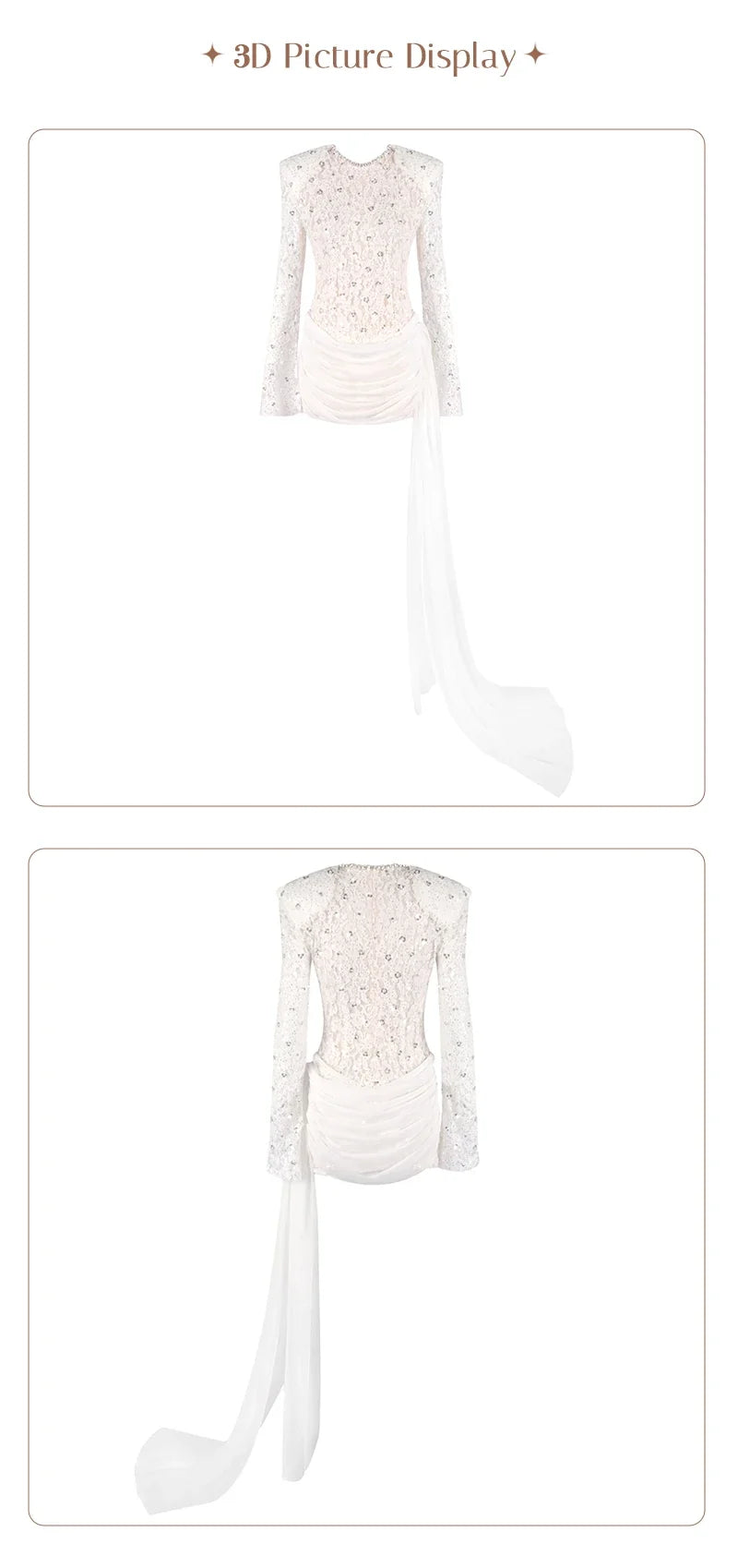 Opulent White Sequins Mini Dress