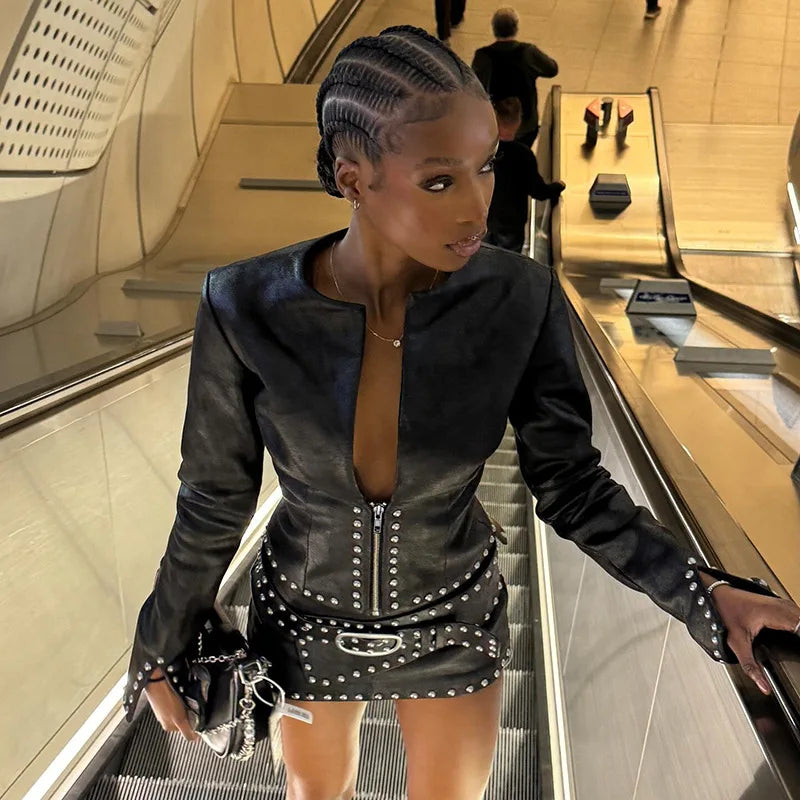 Nia Leather Crop Jacket