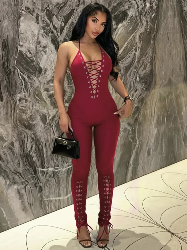 Olina Lace Up Jumpsuit