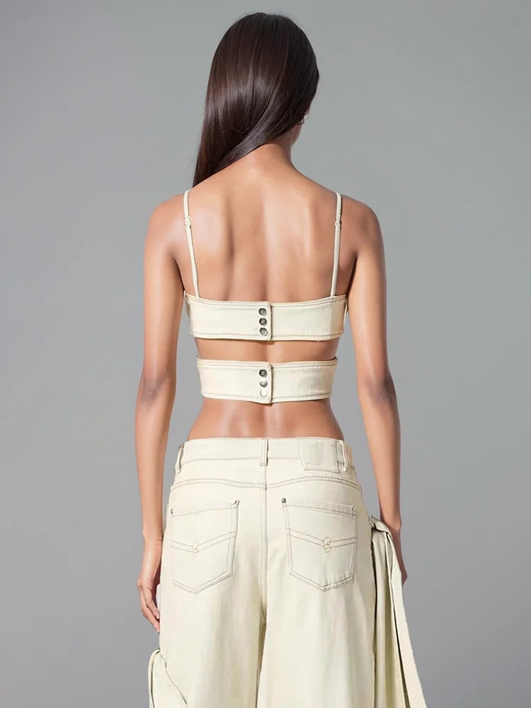 Bow Wrap Denim Set