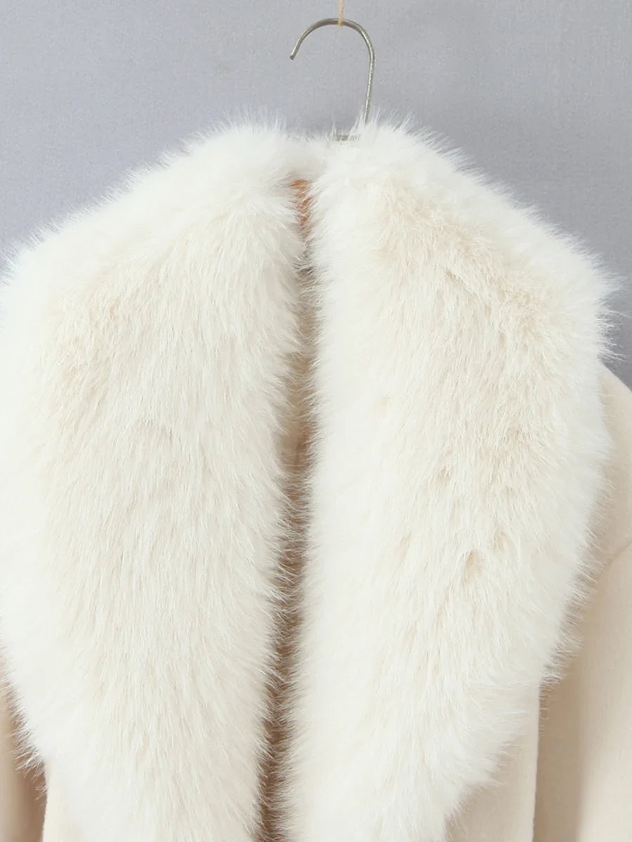 Fur Collar Elegant Trench Coat