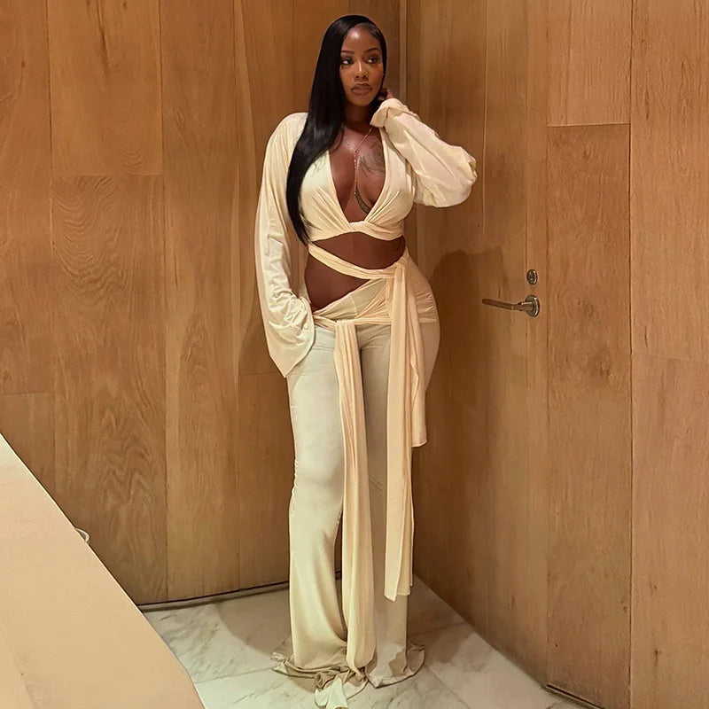 Alexis Ruched Flared Pants Set