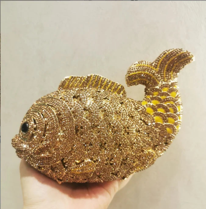 Fish Rhinestone Clutch Bag
