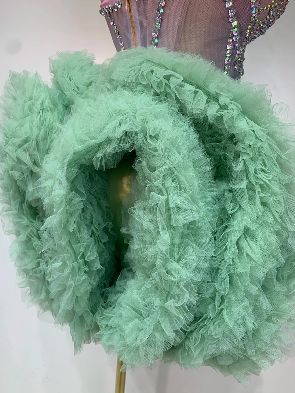 Minty Green Diamond Mesh Dress