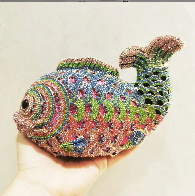 Fish Rhinestone Clutch Bag