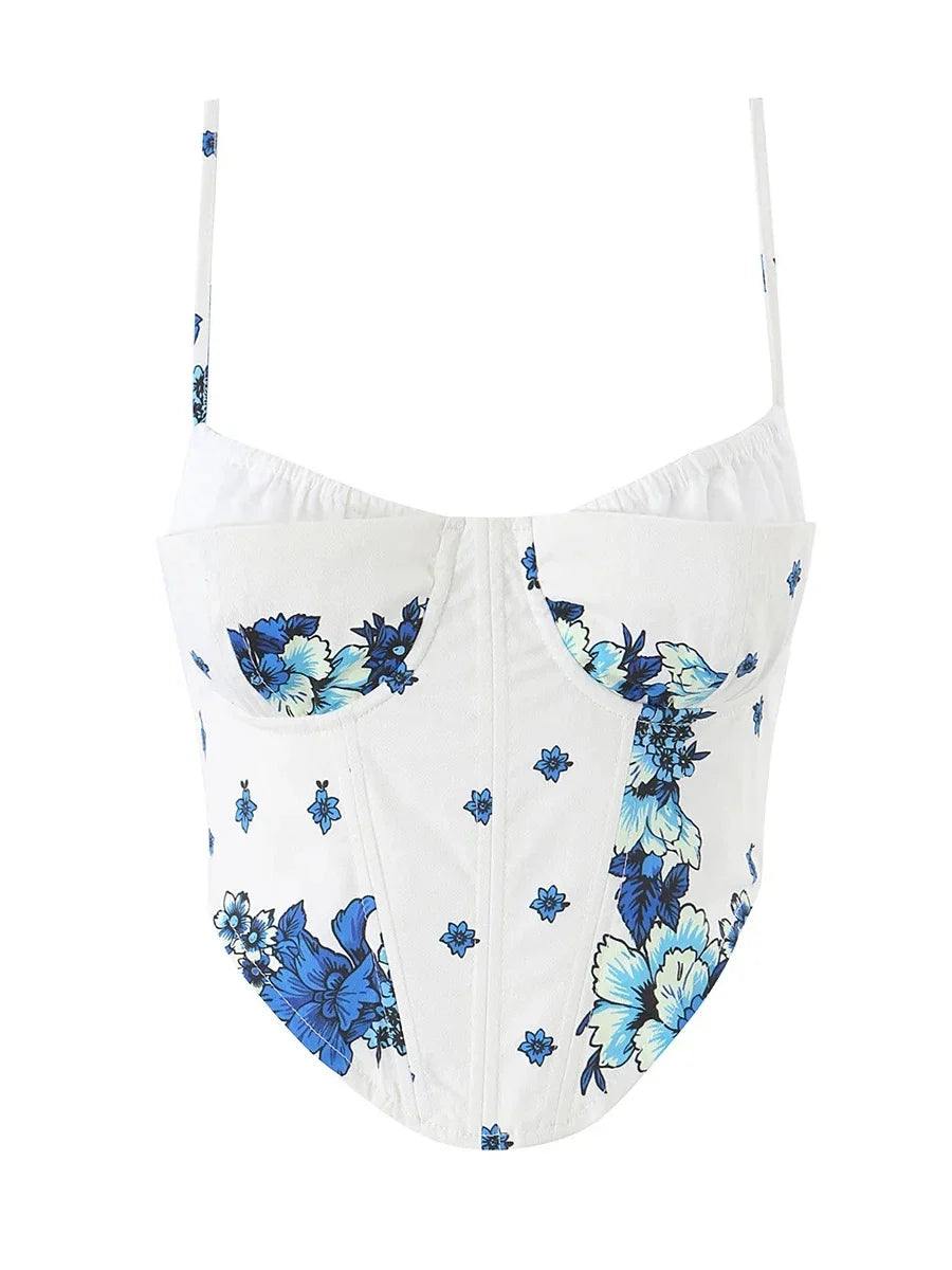 Boho Floral Corset Pants Set