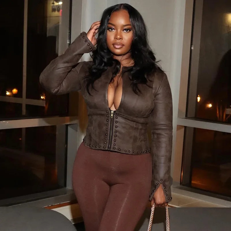 Nia Leather Crop Jacket