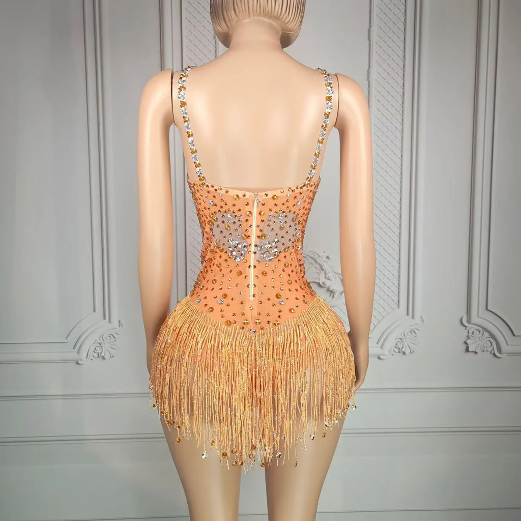 Luda Tassel Bodysuit Mini Dress