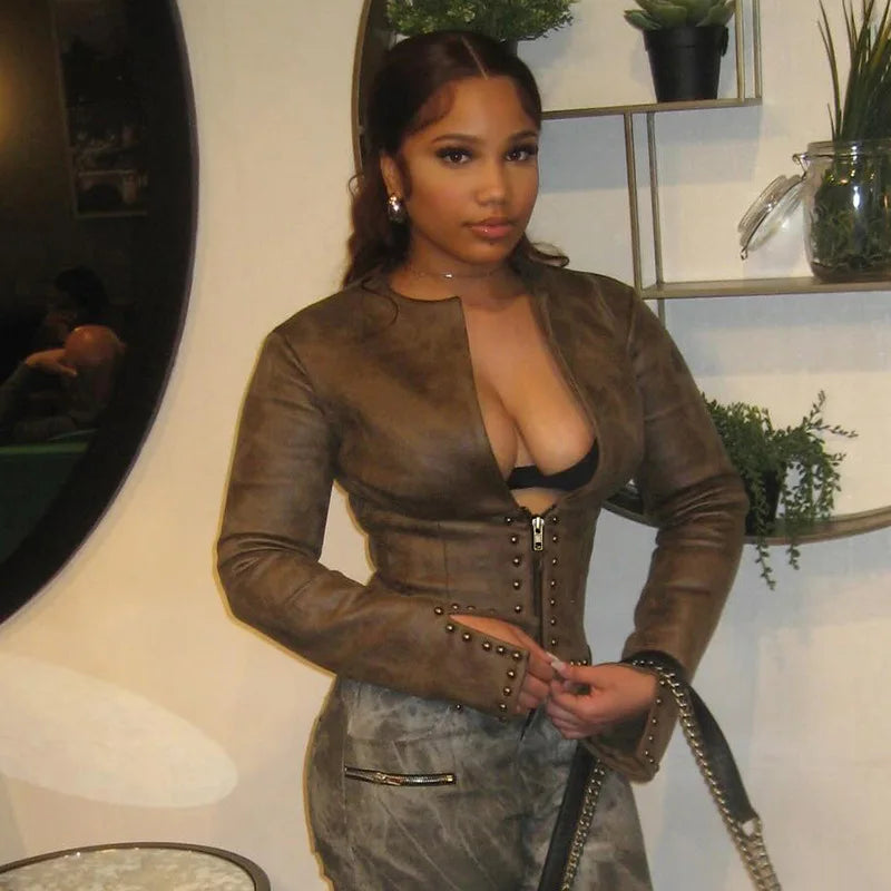 Nia Leather Crop Jacket