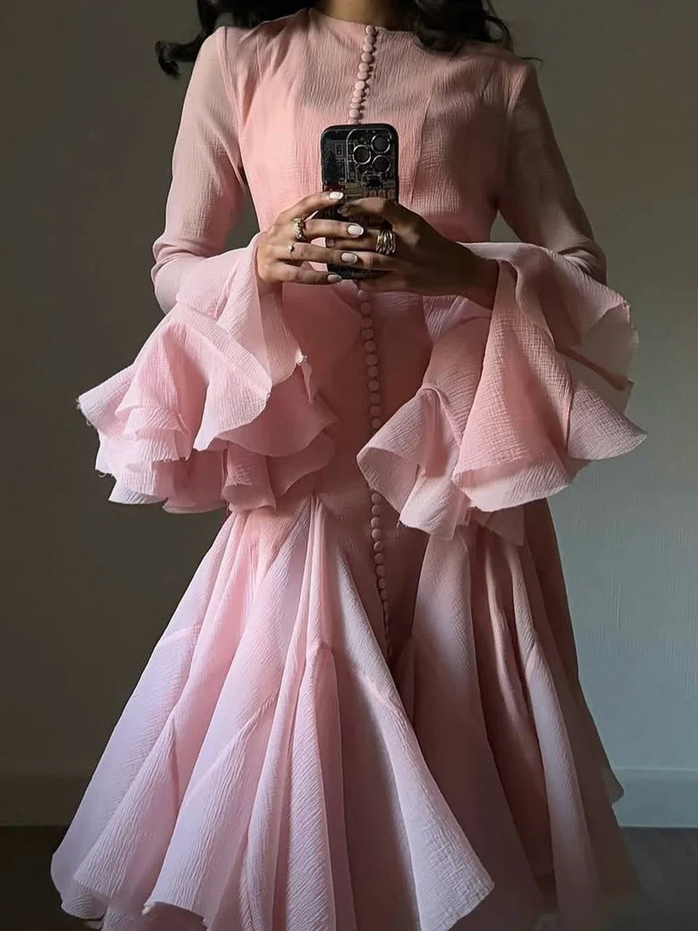 Lory Peated Flare Midi Dress