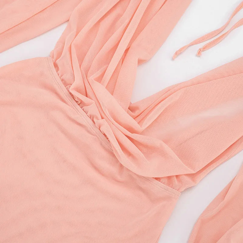 Cold Shoulder Sheer Mini Dress