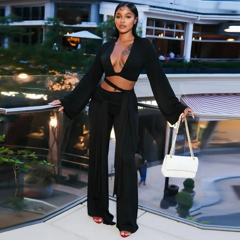 Alexis Ruched Flared Pants Set