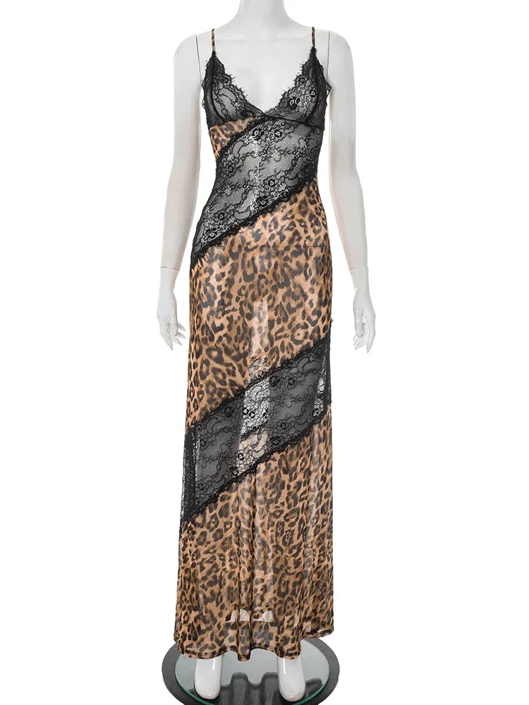 Jeni Mesh Leopard Dress
