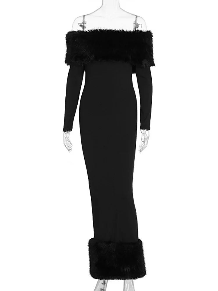 Lorene Fur Maxi Dress