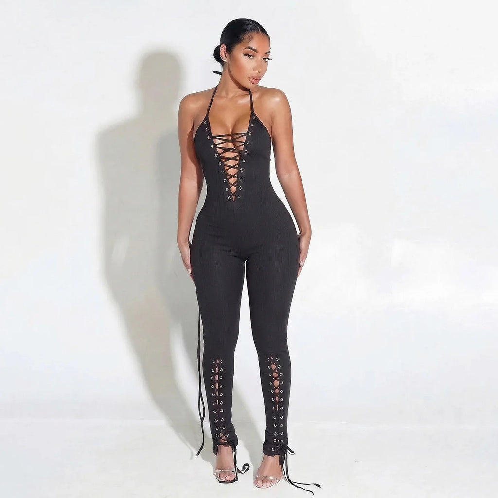 Olina Lace Up Jumpsuit