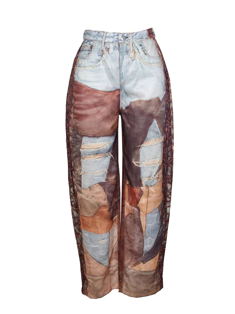 Leather 3D Print Pants