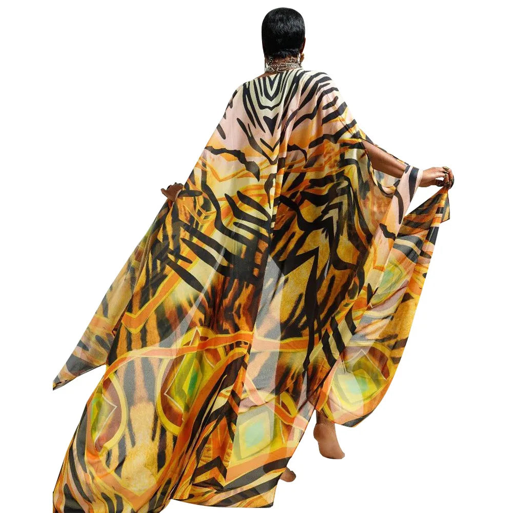 Kimono Chiffon Kaftan Maxi Dress