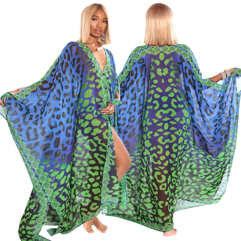 Kimono Chiffon Kaftan Maxi Dress