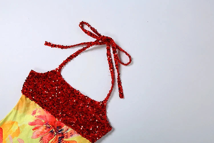 Floral Sequin Mini Dress