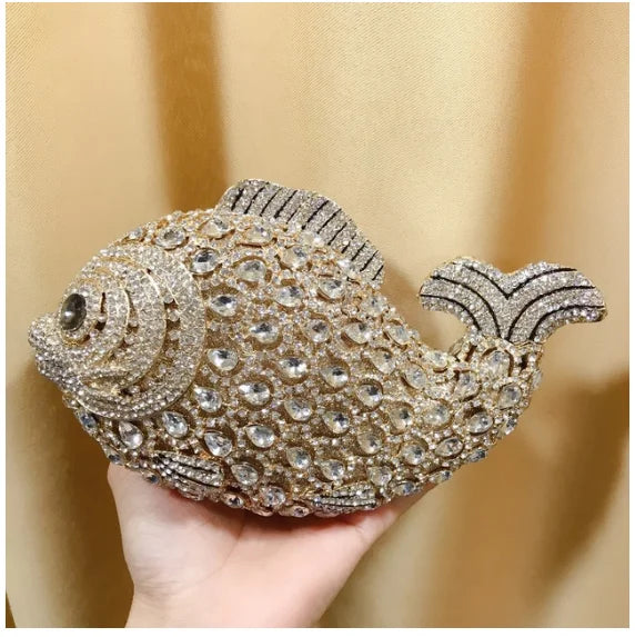 Fish Rhinestone Clutch Bag