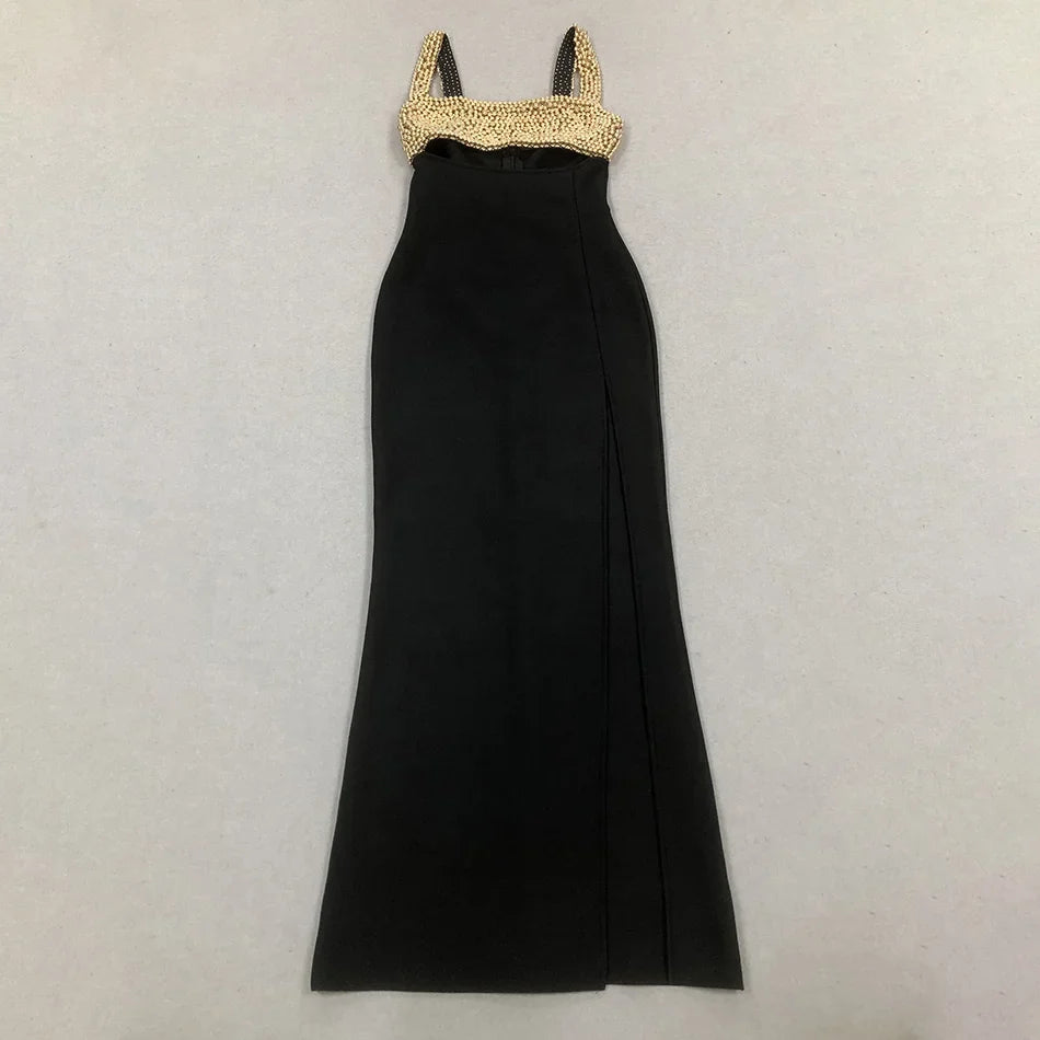 Pearls Embellished Bandage Dress