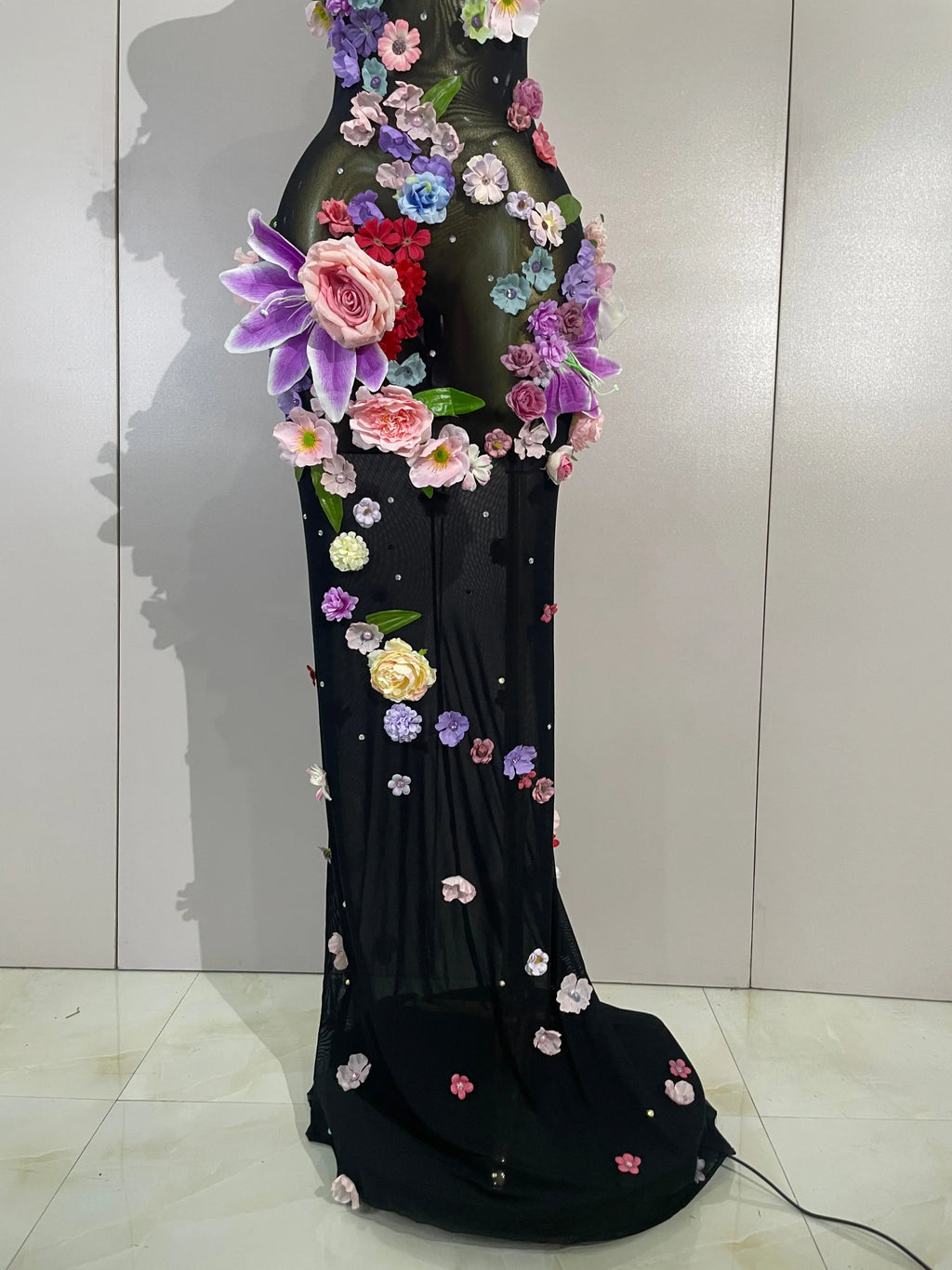 Luxe Flower Mesh Maxi Dress
