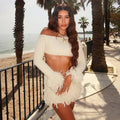 Knit Sweater Fringe Skirt Set