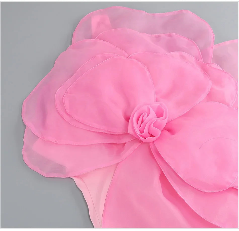 One Shoulder Flower Mini Dress
