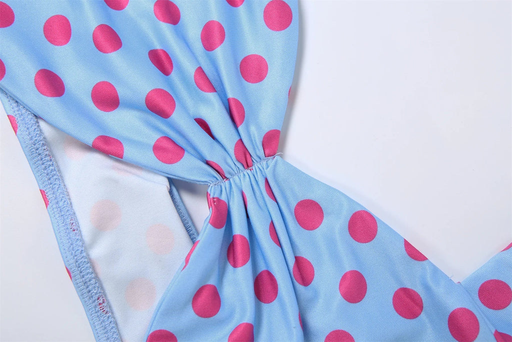 Chic Polka Dot Halter Romper + Headscarf