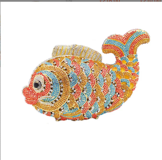 Fish Rhinestone Clutch Bag
