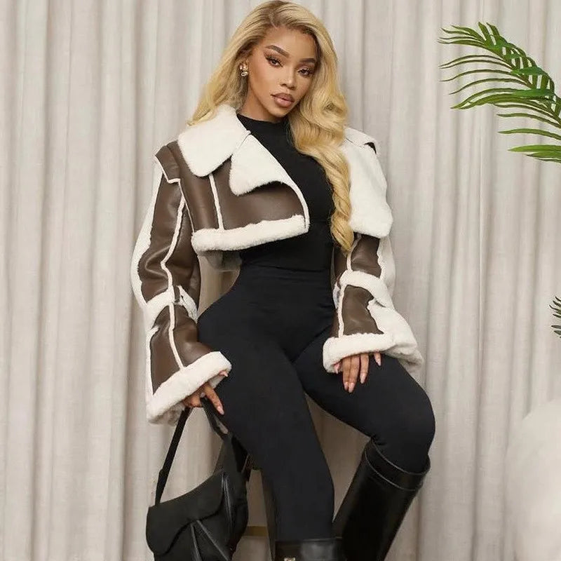 Fur Collar Crop Jacket
