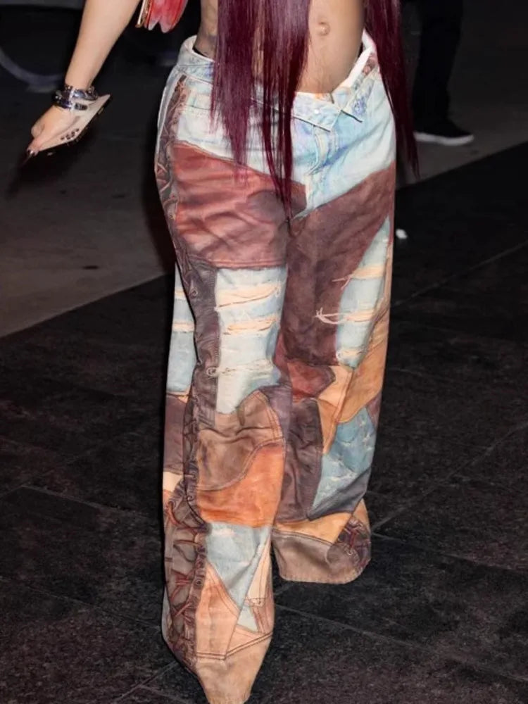 Leather 3D Print Pants