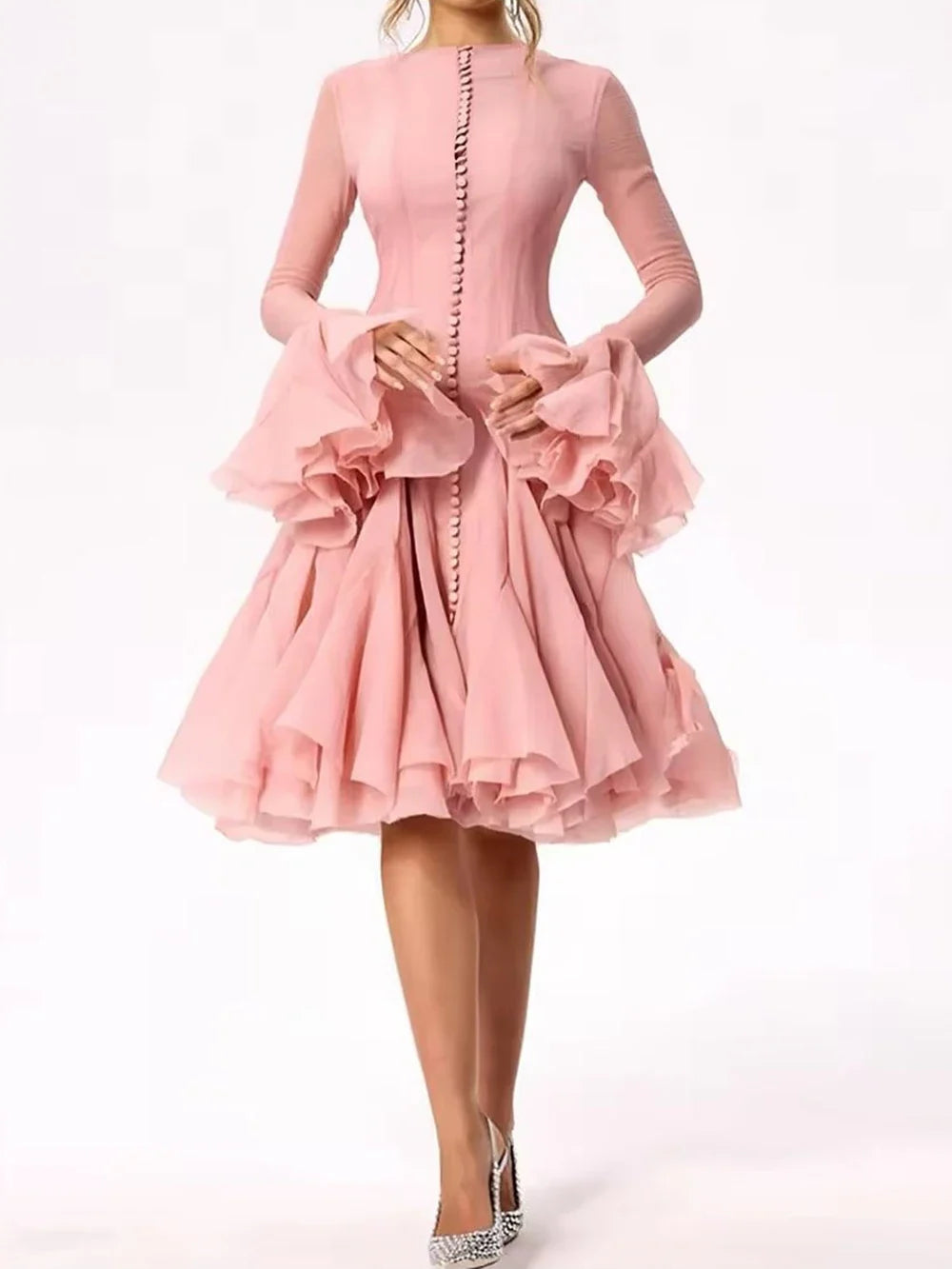 Lory Peated Flare Midi Dress
