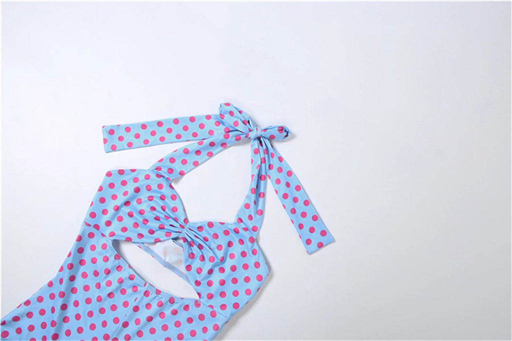Chic Polka Dot Halter Romper + Headscarf