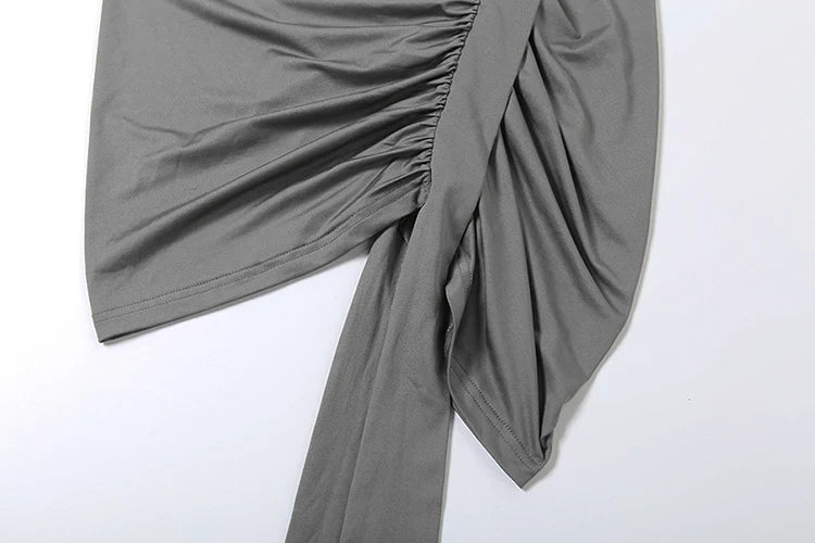 One Shoulder Ruched Skirt Set