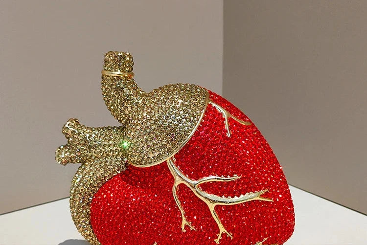Heart Rhinestone Clutch Bag