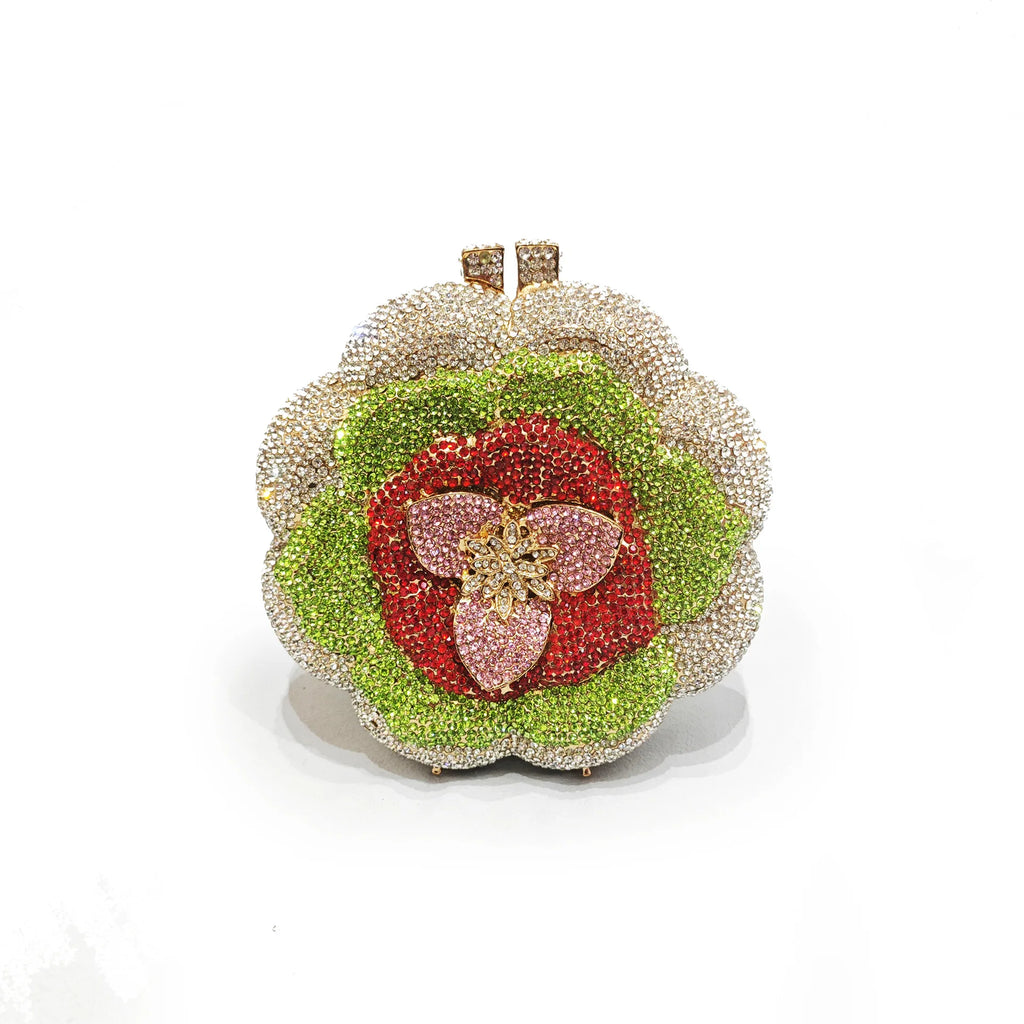 Floral Crystal Clutch Purse