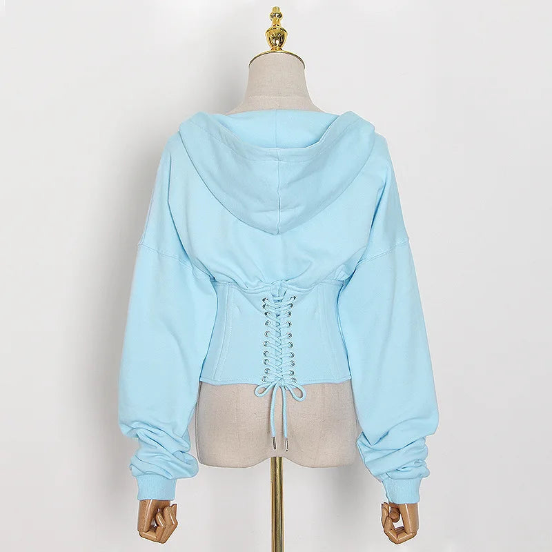 Hoodie Bandage Corset Jacket