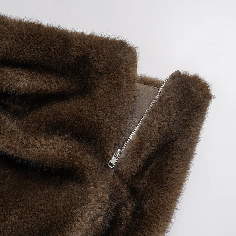 Furry Pleated Mini Skirt