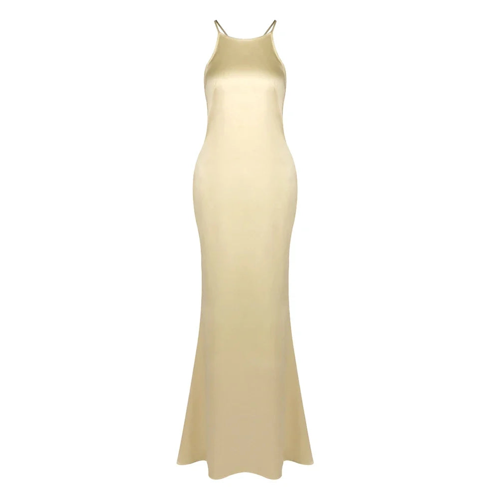 Backless Satin Maxi Dress