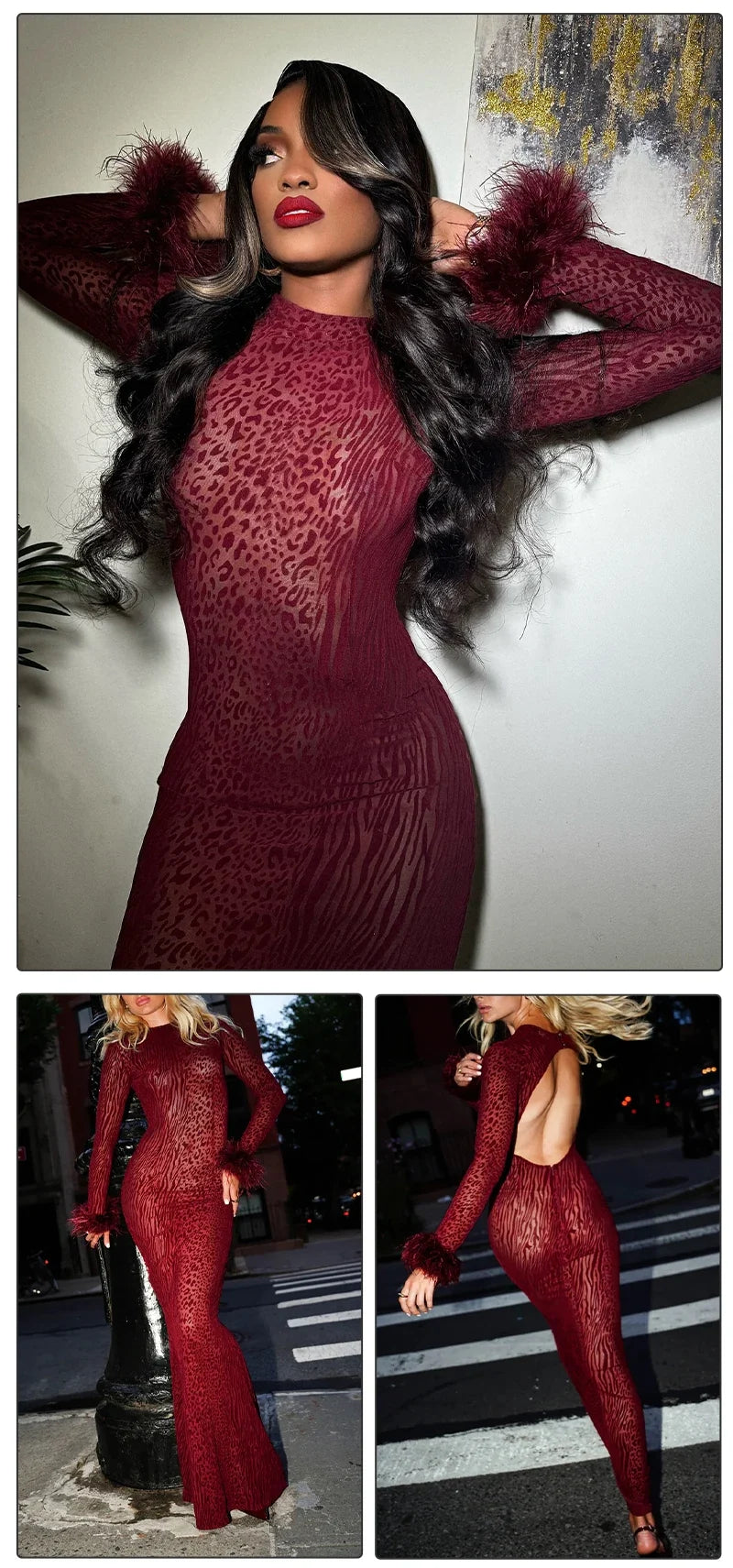 Jazmyne Leopard Feather Dress