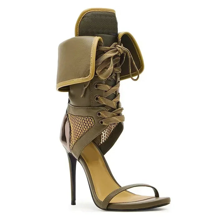 Cross Tied Belt High Heels