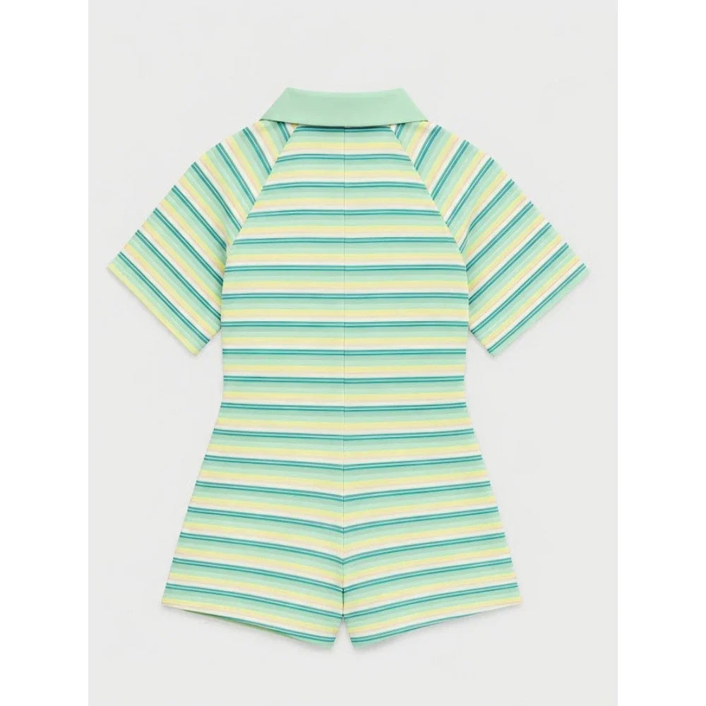 Green Stripe Romper