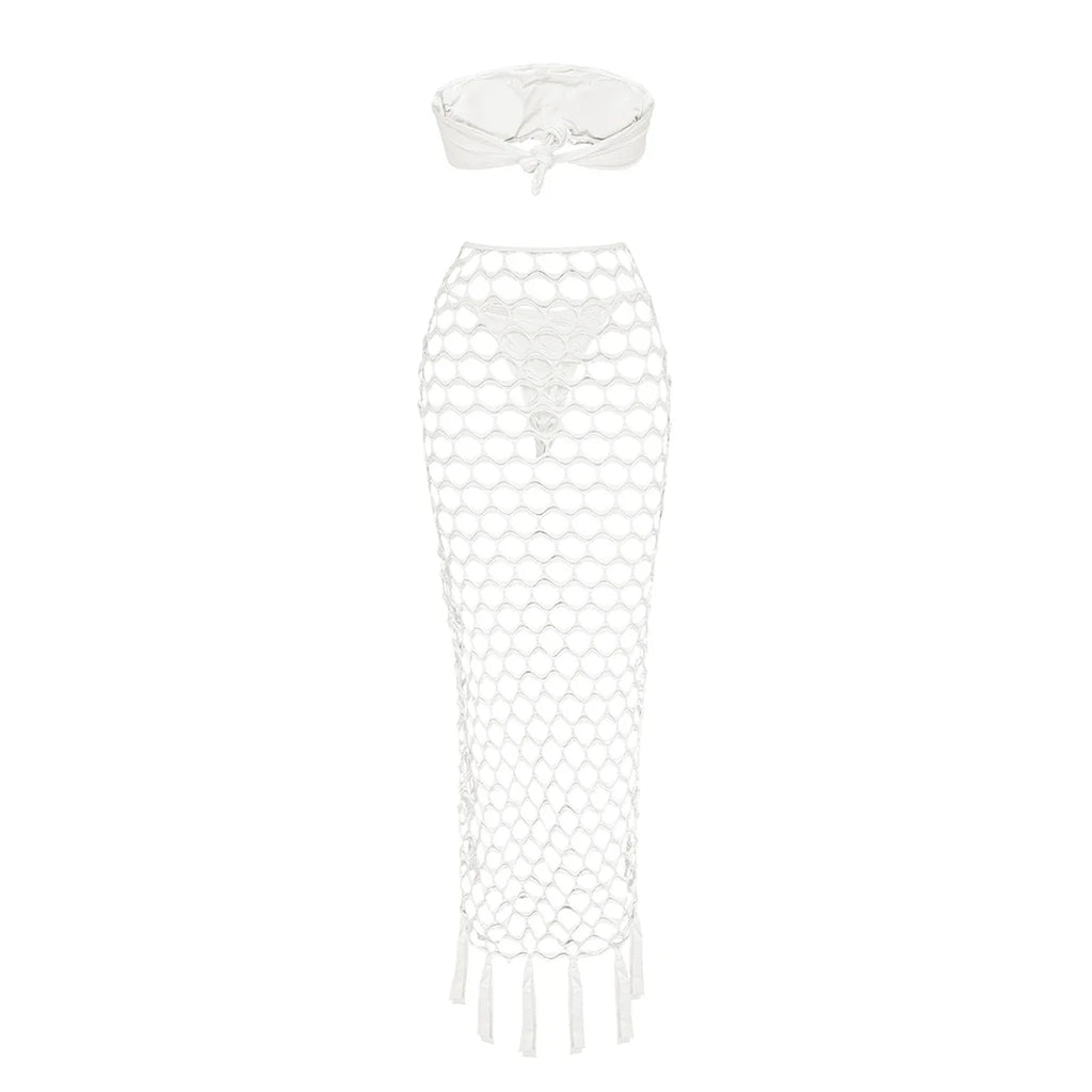 Lilithia Crochet Knit Bikini Skirt Set
