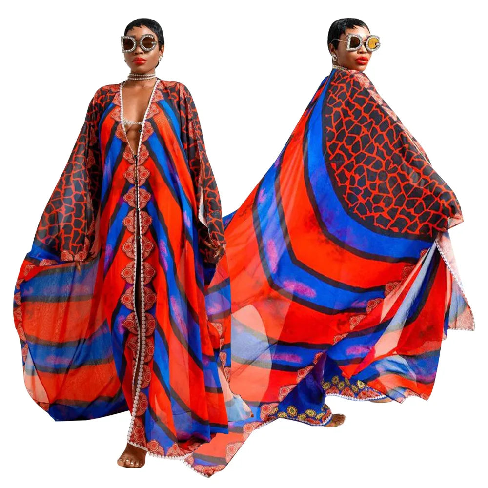 Kimono Chiffon Kaftan Maxi Dress