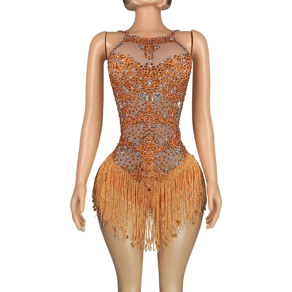 Luda Tassel Bodysuit Mini Dress