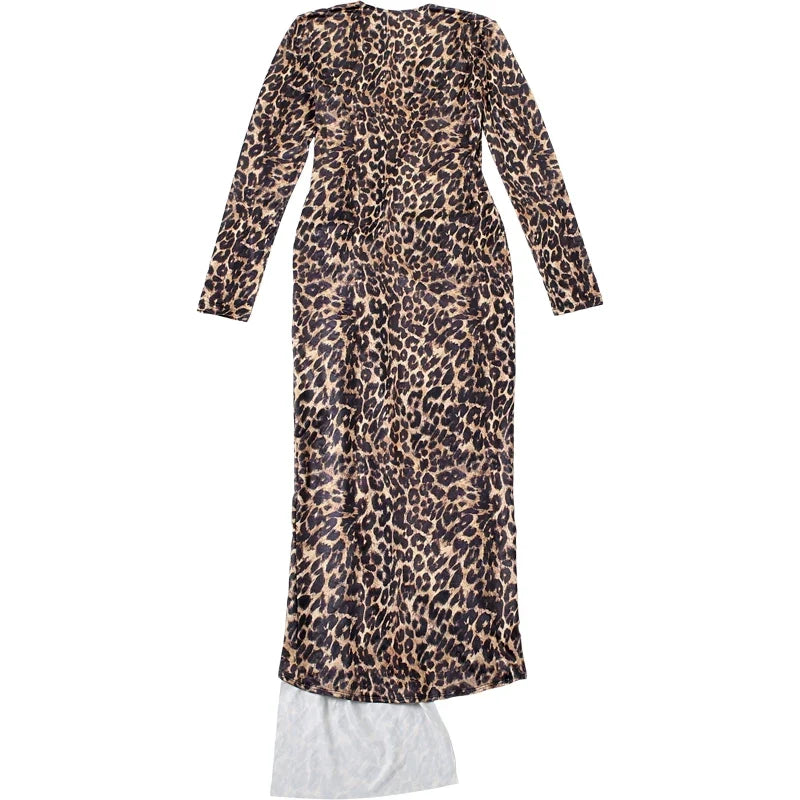 Leopard V-Neck Ruched Dress